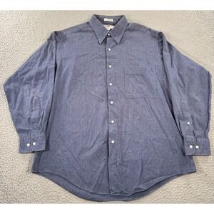 Lamberti Shirt Men's 16.5 Blue Long Sleeve Collared Front Pocket Button Up